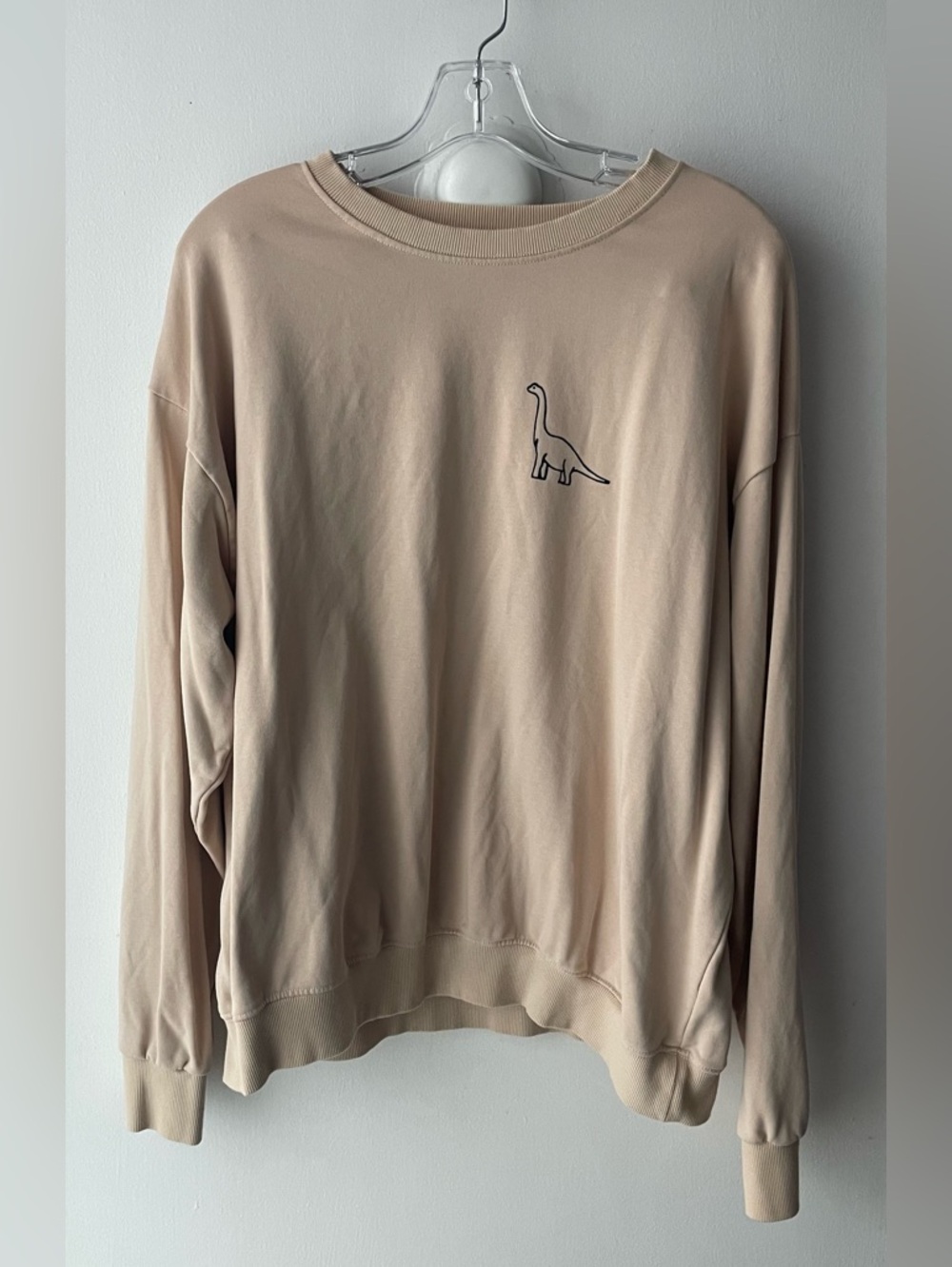 ROSEPARK TAN DINOSAUR WOMEN’S CREWNECK SWEATSHIRT - SIZE L!